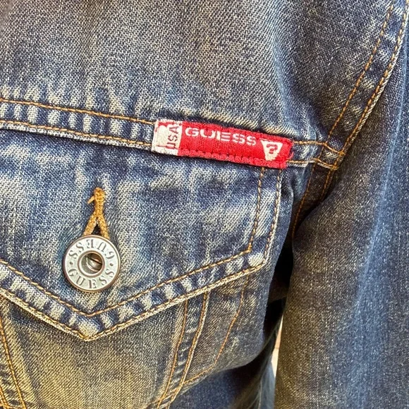 GUESS TRUE VINTAGE 80s RARE FAUX FUR DENIM / JEAN JACKET - L 💙🔥 - Picture 4 of 11